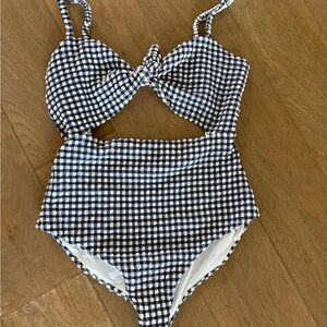 Sea New York Blue and White Gingham One Piece Swimsuit size M
